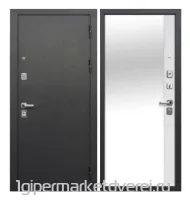 Входная металлическая дверь 9 см Серебро Эмалит белый зеркало производителя Феррони