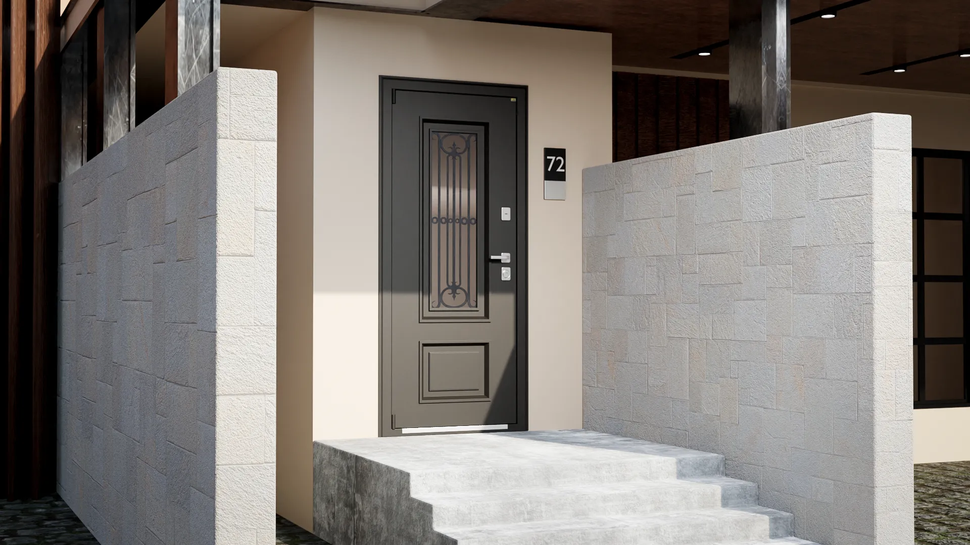 Входные термо двери со стеклопакетом в частный дом